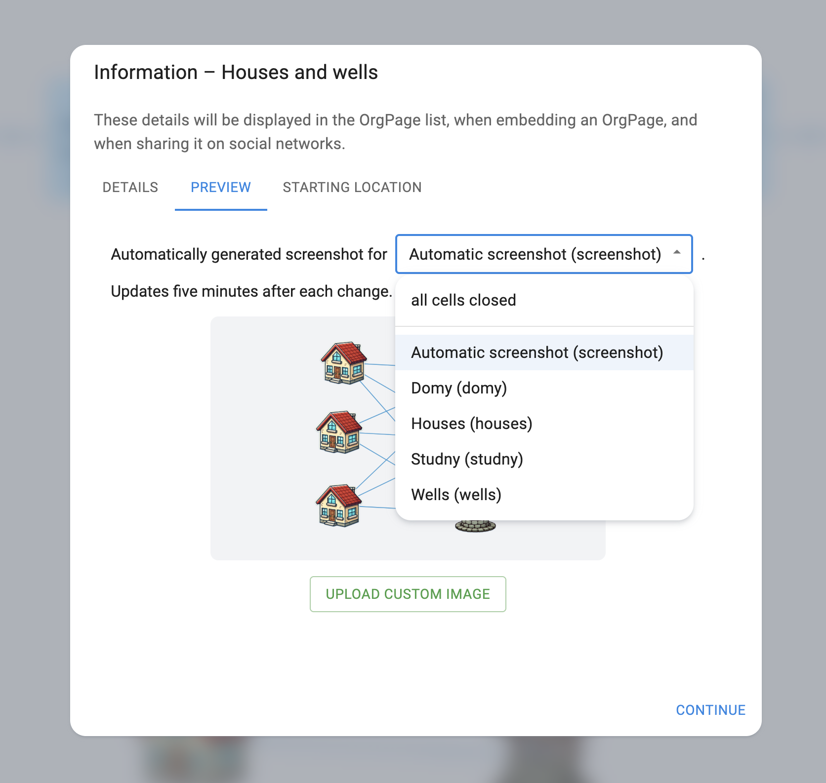 Choosing a location for the automatically generated preview