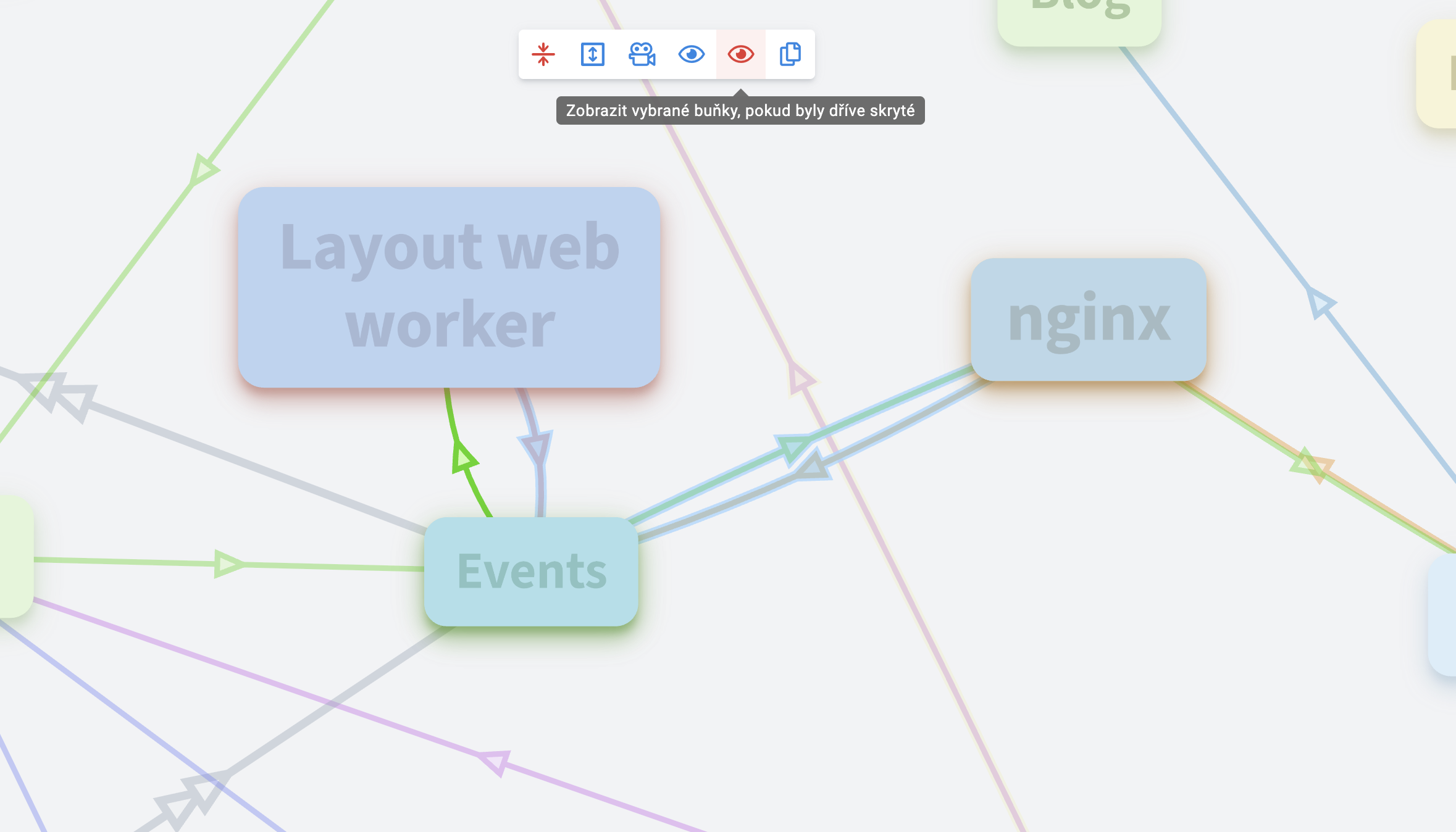 The button for revealing previously hidden cells
