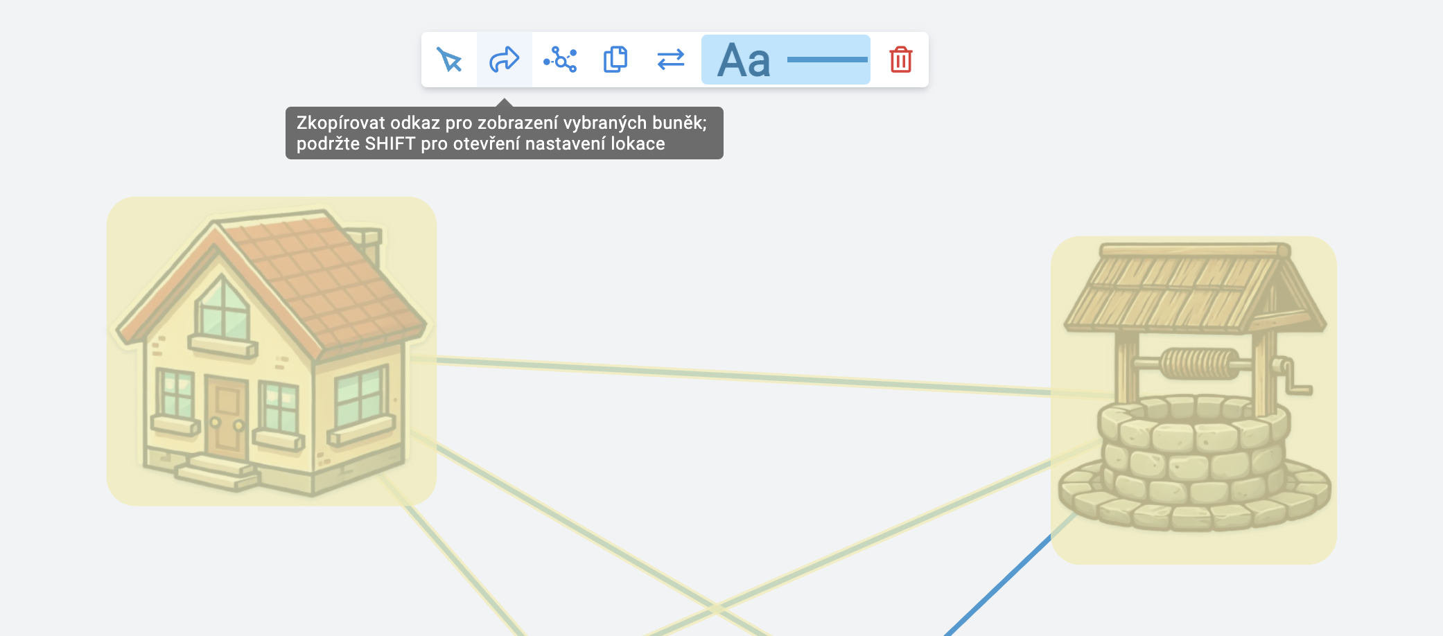 Rychlé sdílení označených buněk